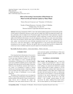 Effect of Increasing Concentration of Bicarbonate on Plant