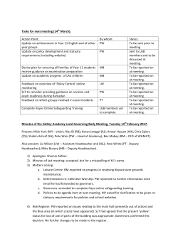 Tasks for next meeting (14th March). Action Point: By whom: Status
