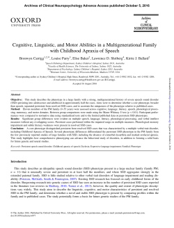 Cognitive, Linguistic, and Motor Abilities in a Multigenerational