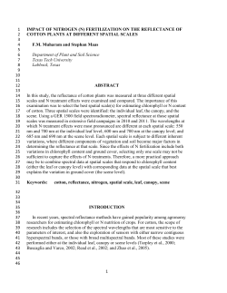 impact of nitrogen (n) fertilization on the reflectance of cotton plants