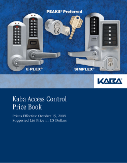 Kaba Access Control Price Book