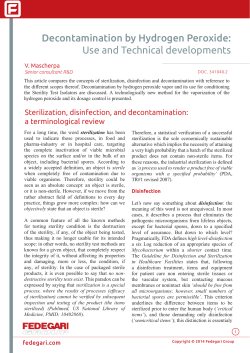 Decontamination by Hydrogen Peroxide: Use and