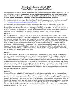 2017 Theater Audition &ndash; Monologue One Choices