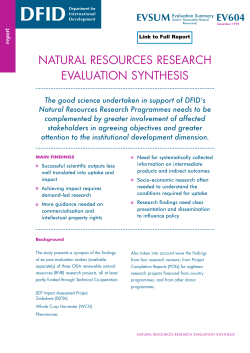 Natural Resources Research Evaluation Synthesis