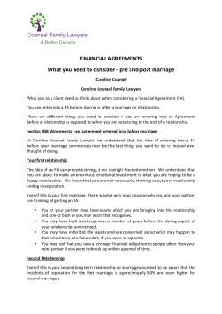 FINANCIAL AGREEMENTS What you need to consider