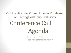DATABASE Conference Call AgENDA