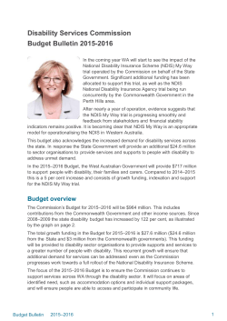 Budget Bulletin 2015&ndash;2016 - Disability Services Commission