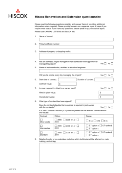 Renovation and Extension Insurance - questionnaire (broker)