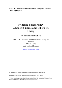 Evidence based policy