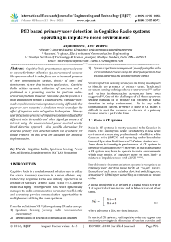 PSD based primary user detection in Cognitive Radio
