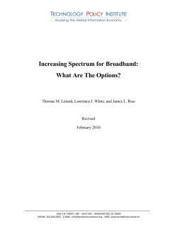 Increasing Spectrum for Broadband: What Are The Options?