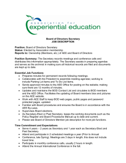 Board of Directors Secretary JOB DESCRIPTION Position: Board of