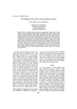 The Ontogeny of Play within a Society: Preliminary Analysis