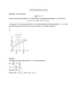 2.3 Formal Definition of Limit Definition: The