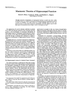 Mnemonic Theories of Hippocampal Function