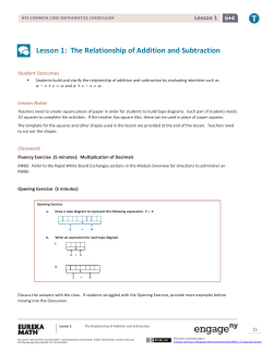 Grade 6 Mathematics Module 4, Topic A, Lesson 1