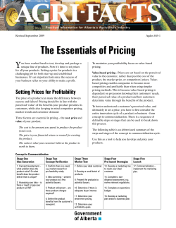 The Essentials of Pricing - Alberta Agriculture and Forestry