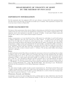 MEASUREMENT OF VELOCITY OF LIGHT BY THE METHOD OF
