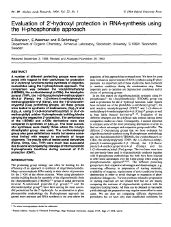 Evaluation of 2&prime;-hydroxyl protection in RNA