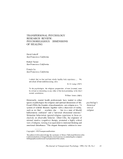 research review: of healing - Association for Transpersonal