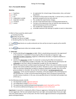 Biology SOL Review Key