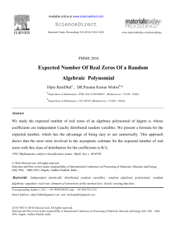 Expected Number Of Real Zeros Of a Random - PMME-2016