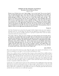 1 SERMON OF DR. MICHAEL STANFIELD Boundary Lines in