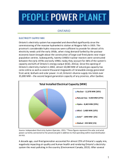 ONTARIO ELECTRICITY SUPPLY MIX Ontario`s electricity system