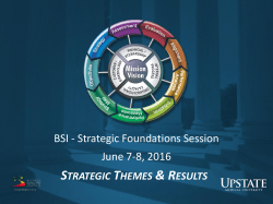 BSI - Strategic Foundations Session June 7-8, 2016