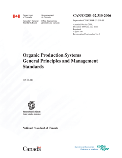 Organic Production Systems - GPMS - CAN/CGSB-32.310-2006