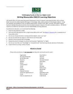 Writing Measurable CME/CE Learning Objectives