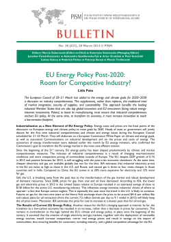 EU Energy Policy Post-2020: Room for Competitive Industry?