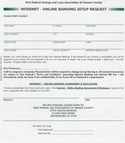 online banking setuprequest 111 - First Federal Savings and Loan