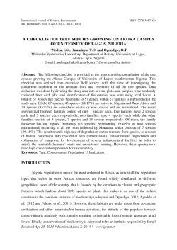 a checklist of tree species growing on akoka campus of university of