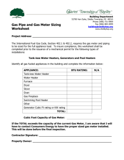 Gas Pipe and Gas Meter Sizing Worksheet