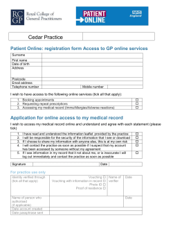 Patient Online: registration form Access to GP