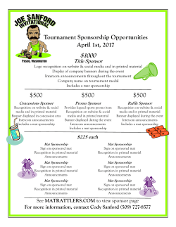 Tournament Sponsorship Opportunities April 1st, 2017 $500 $500