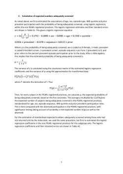 Calculation of expected numbers adequately screened As noted