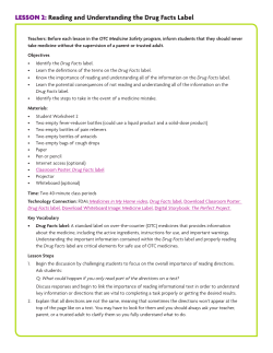 LESSON 2: Reading and Understanding the Drug Facts Label