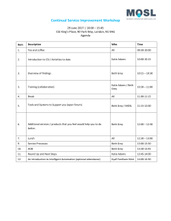 Continual Service Improvement Workshop agenda