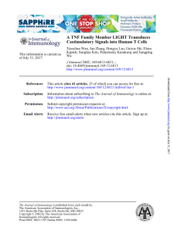 Costimulatory Signals into Human T Cells A TNF Family Member