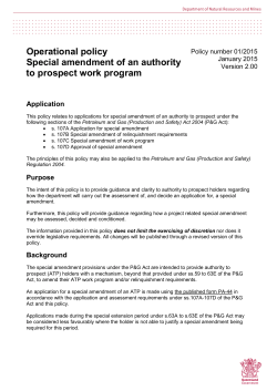 Special amendment of an authority to prospect work program