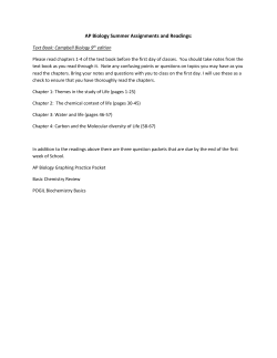 AP Biology Summer Assignments and Readings