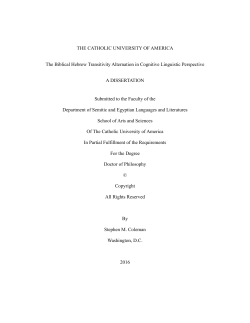 THE CATHOLIC UNIVERSITY OF AMERICA The Biblical Hebrew