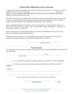 Section 504 Notification Letter to Parents