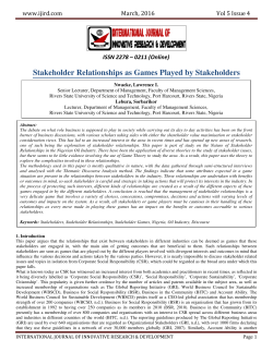 Stakeholder Relationships as Games Played by Stakeholders