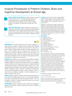 Invasive Procedures in Preterm Children: Brain and Cognitive