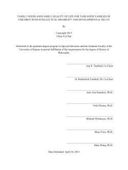 family needs and family quality of life for