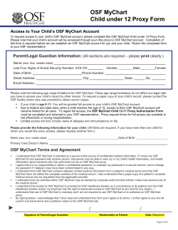 OSF MyChart Child under 12 Proxy Form