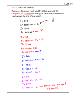11.3 Compound Interest Example: Suppose you invest